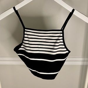 Topshop Black & White Crop Top